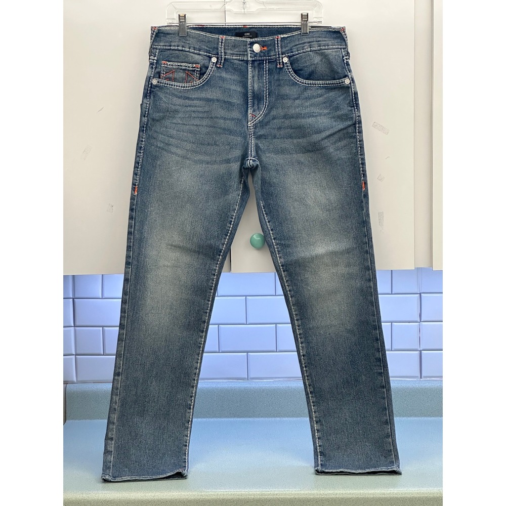 True Religion Geno Big T Relaxed Slim Jeans Medium Horizon Wash Mens 32x32 NEW